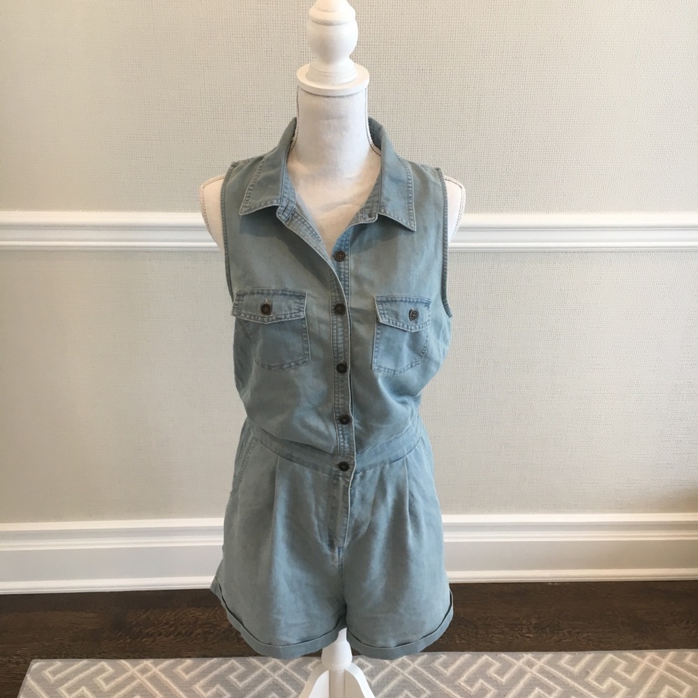 Forever 21 Washed Denim Romper with open back